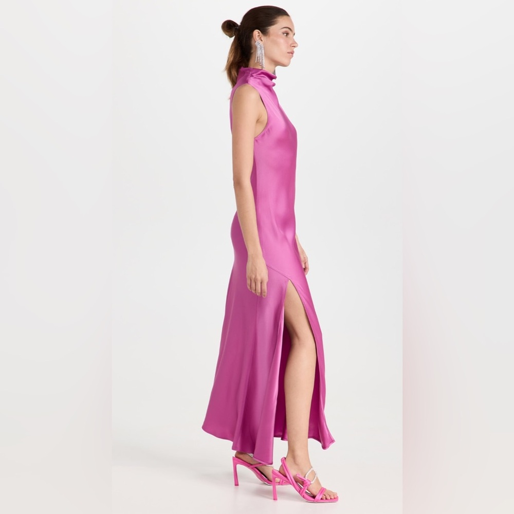 LAPOINTE
Doubleface Satin Drape Neck Sleeveless Dress